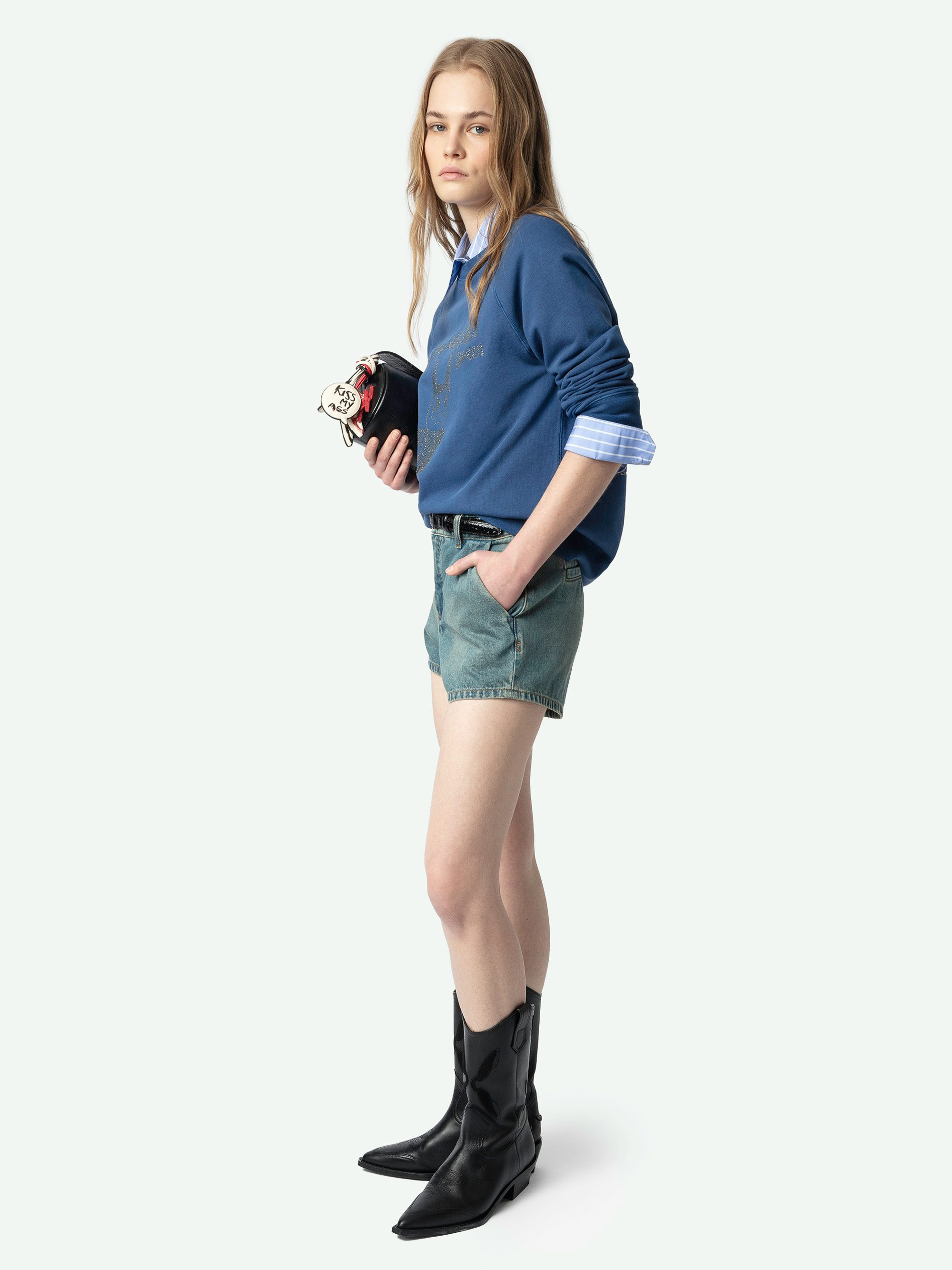 Felpa Upper - Felpa con collo rotondo, stampa frontale e strass - collaborazione con Humberto Cruz.